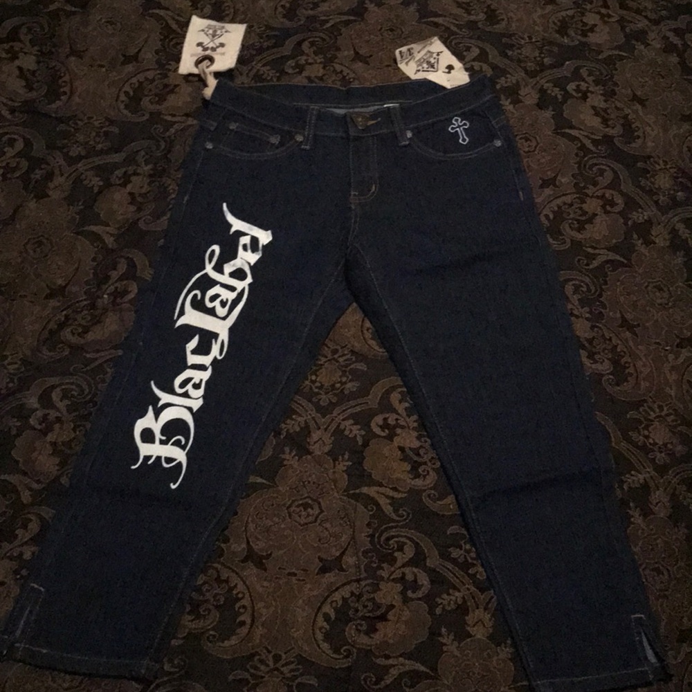 Blue jeans with wrighting